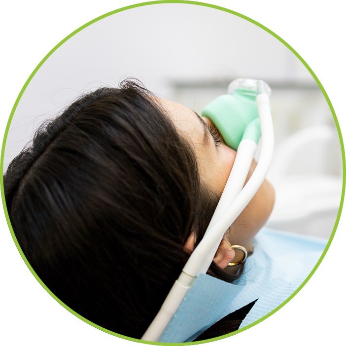Woman in the middle of a sedation process